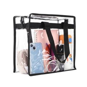 Clear PVC tote bag with black trim